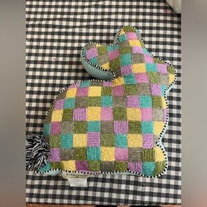 NWOT Mackenzie Childs beaded bunny pillow